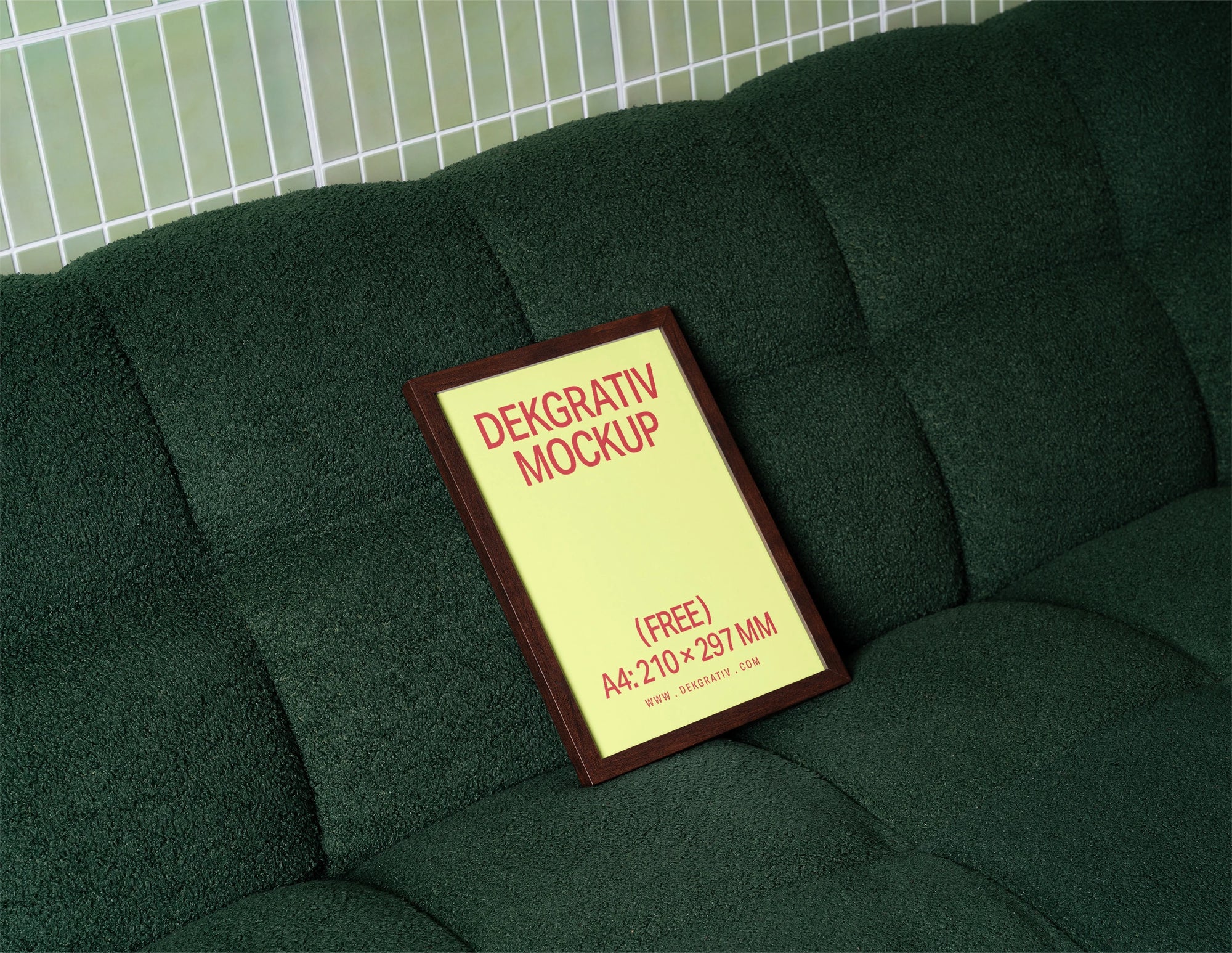 Free A4 Framed Poster on Green Couch