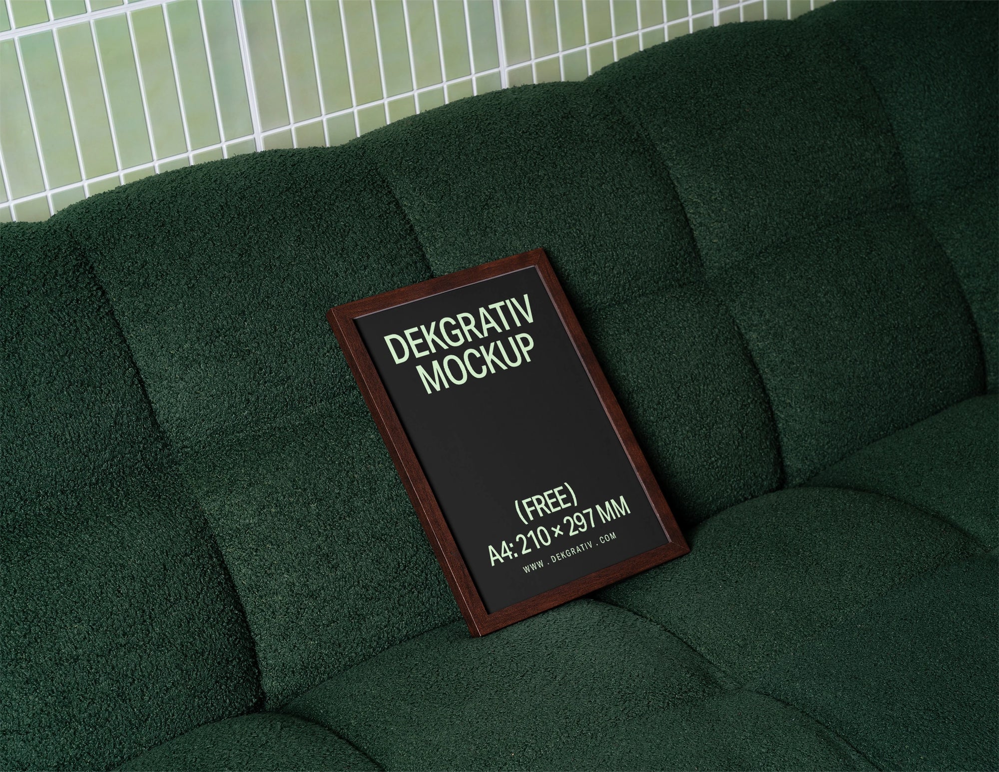 Free A4 Framed Poster on Green Couch