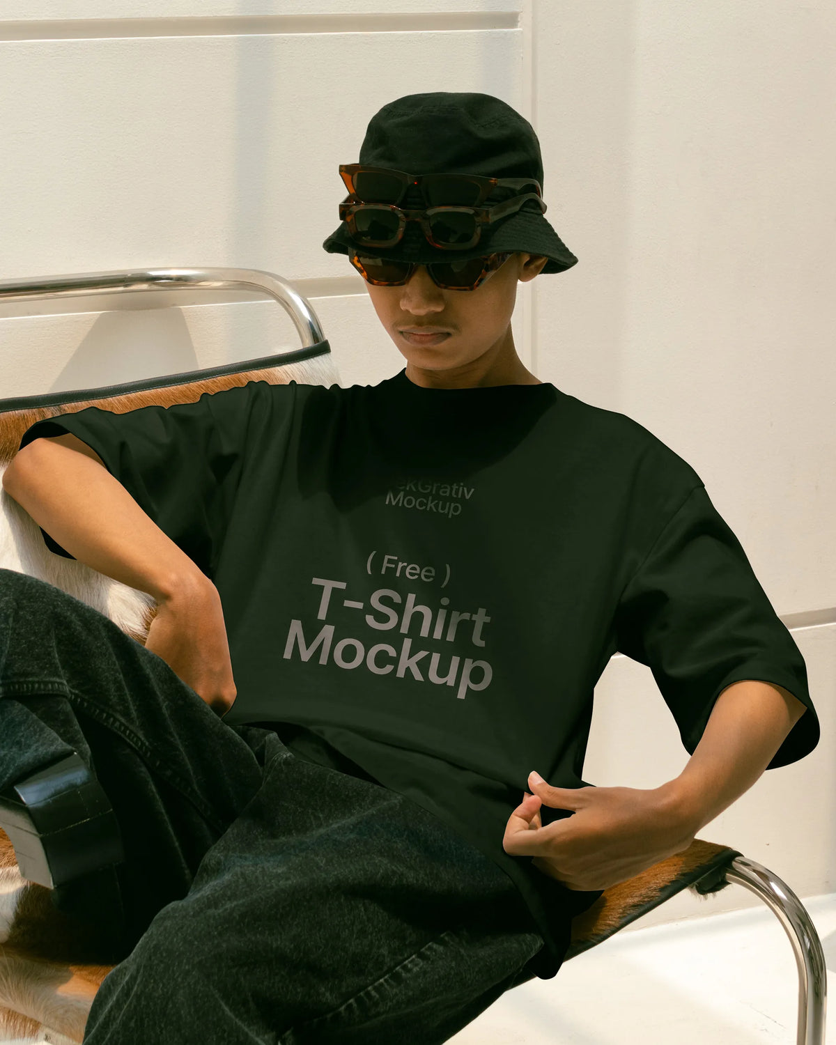 Free Men Model T-Shirt Mockup