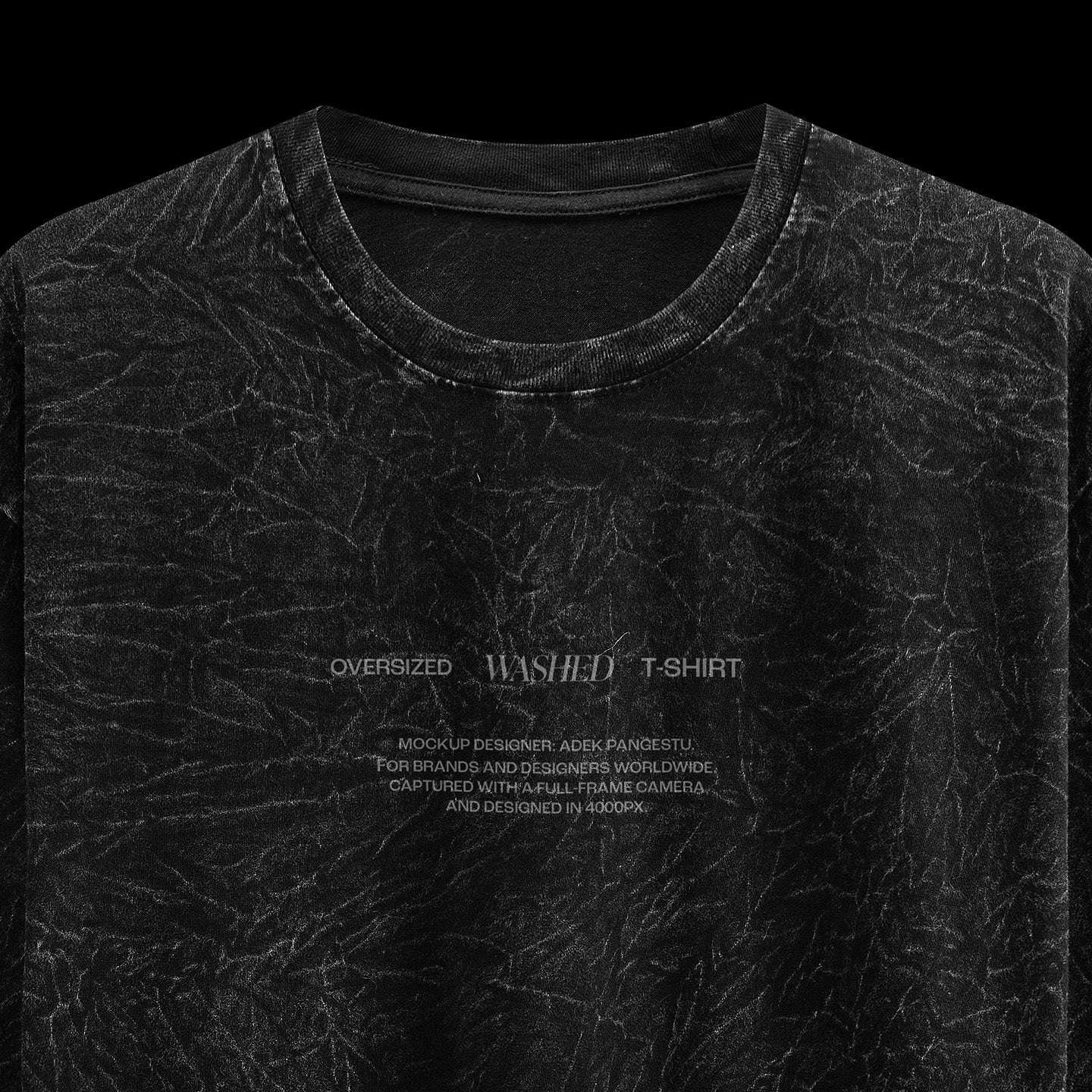 Free Oversized Washed T-Shirt Mockup BLACK 01