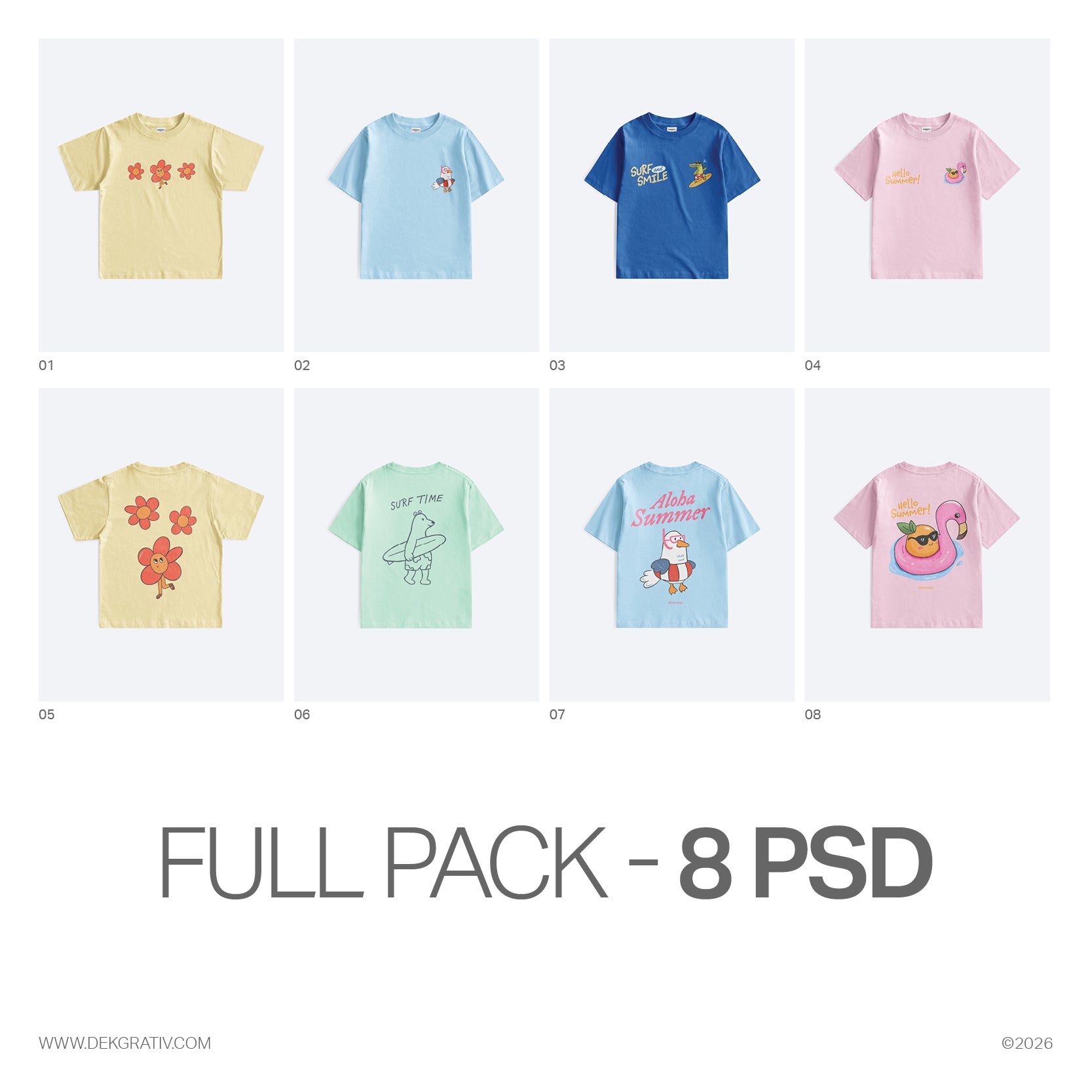 8 Kids Relaxed Fit T-Shirt Mockups 2026