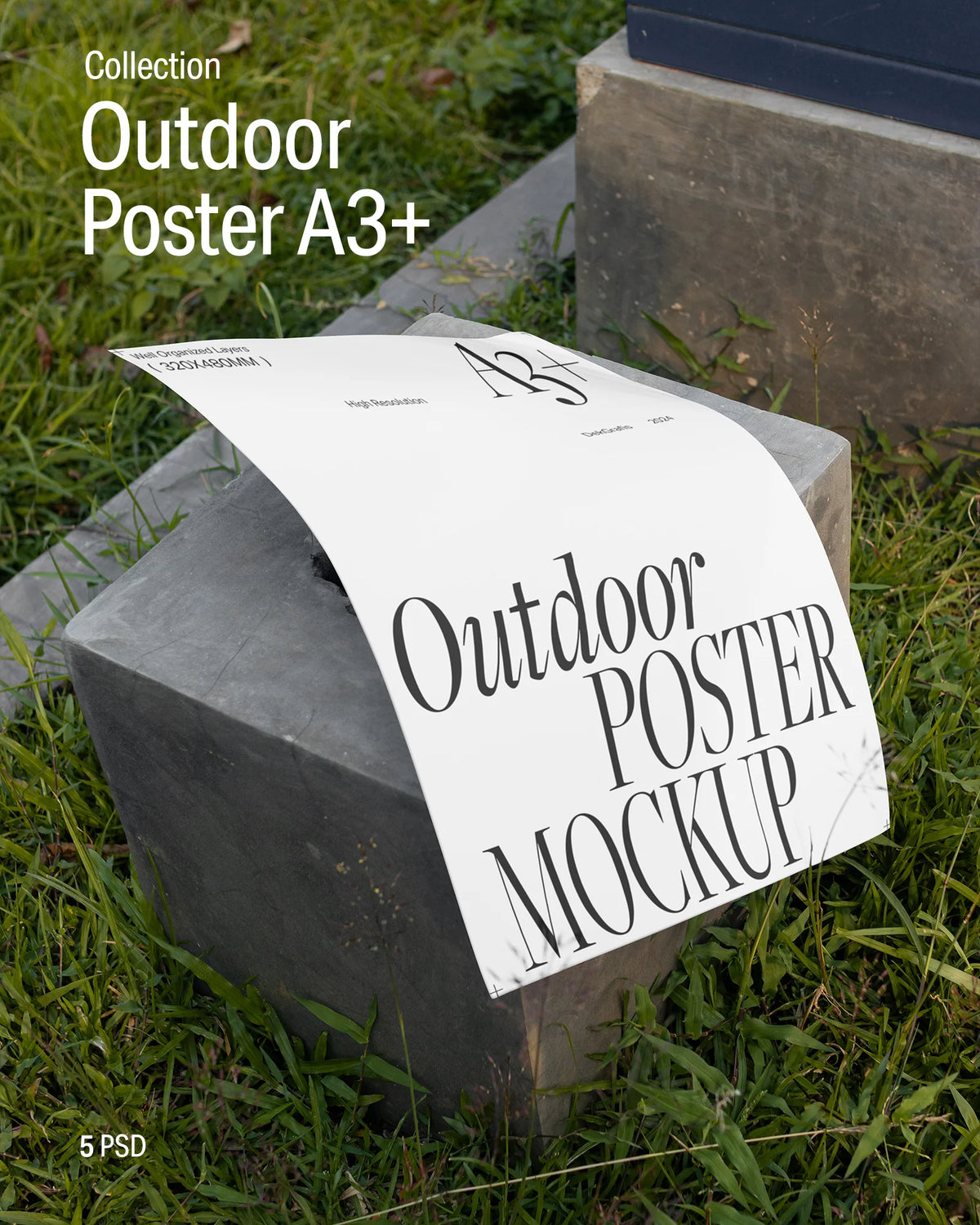 5 Outdoor A3+ Poster Mockups 2024