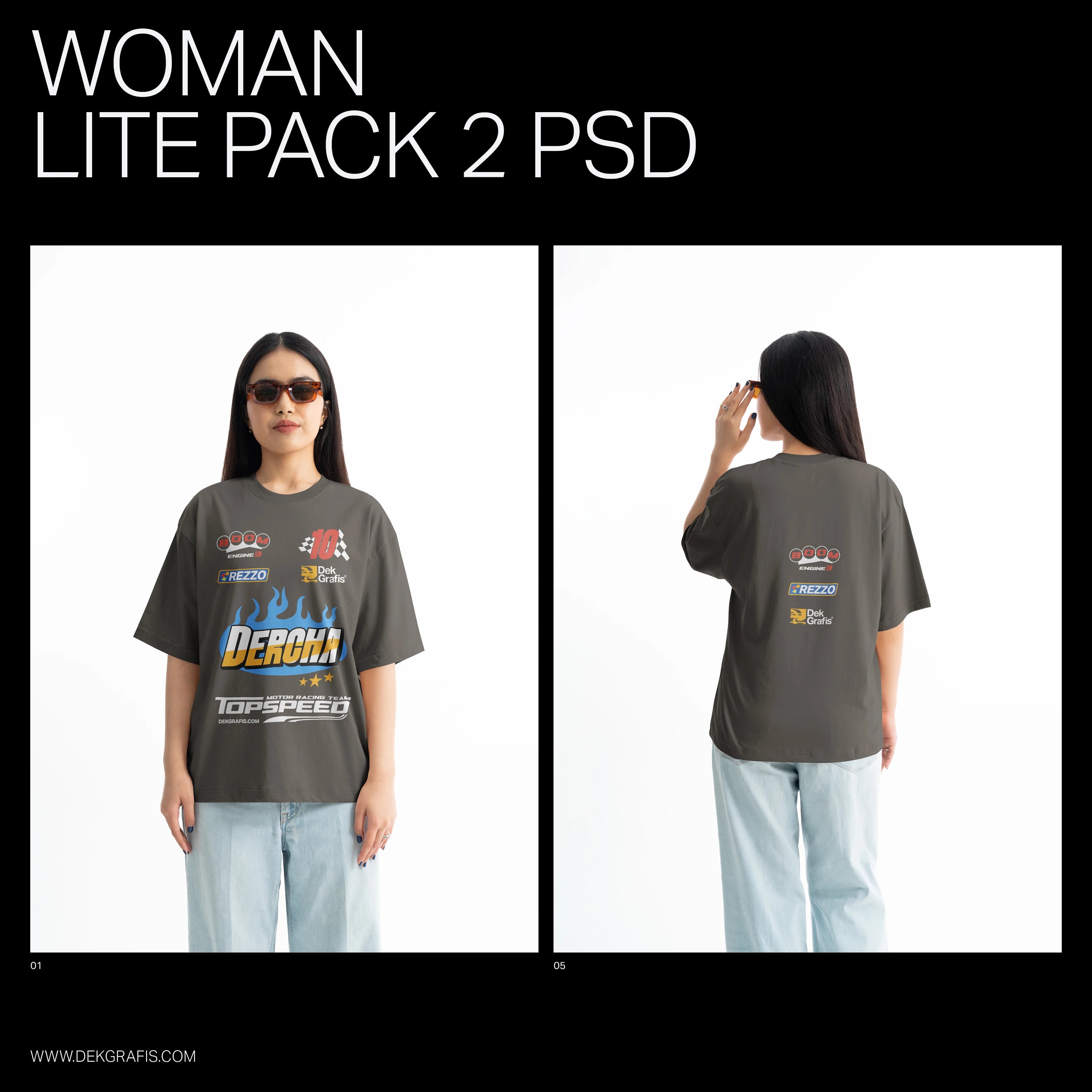 5 Premium Oversized Tees Woman Mockups 2025