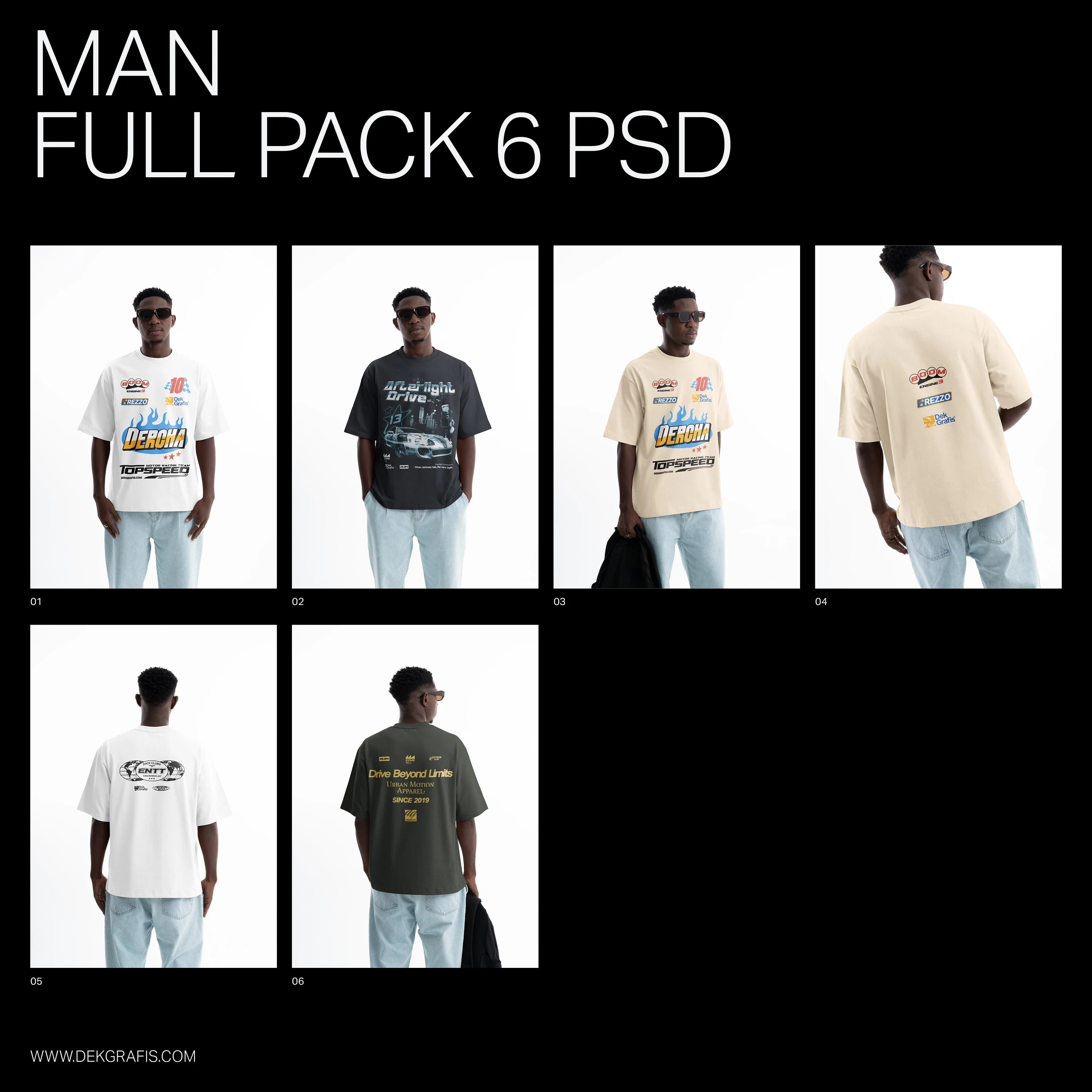 6 Premium Oversized Tees Man Mockups 2025