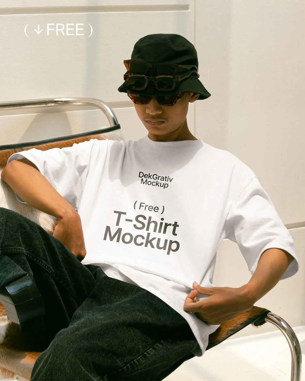 Free Men Model T-Shirt Mockup
