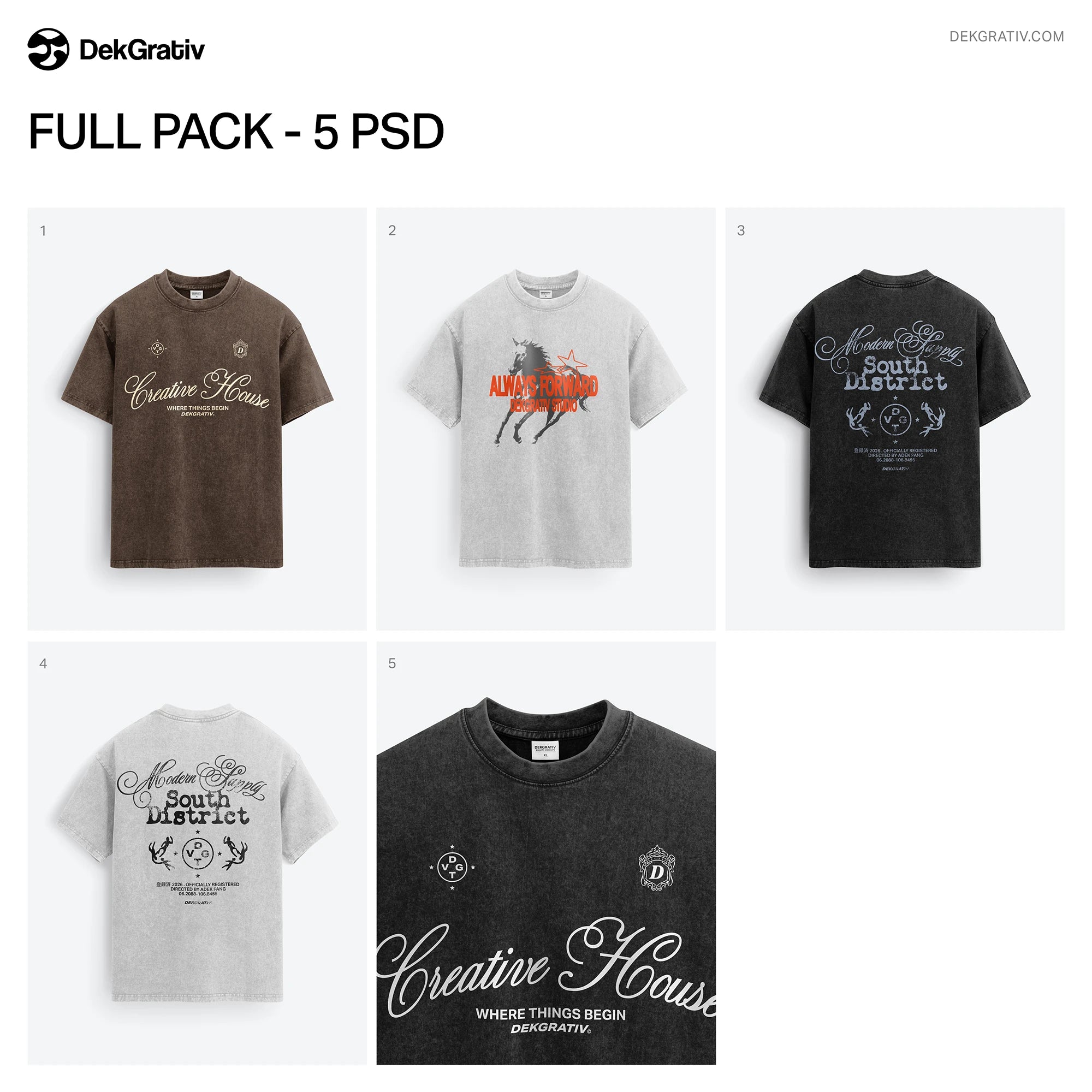 5 Regular Washed T-Shirt Mockups 2026